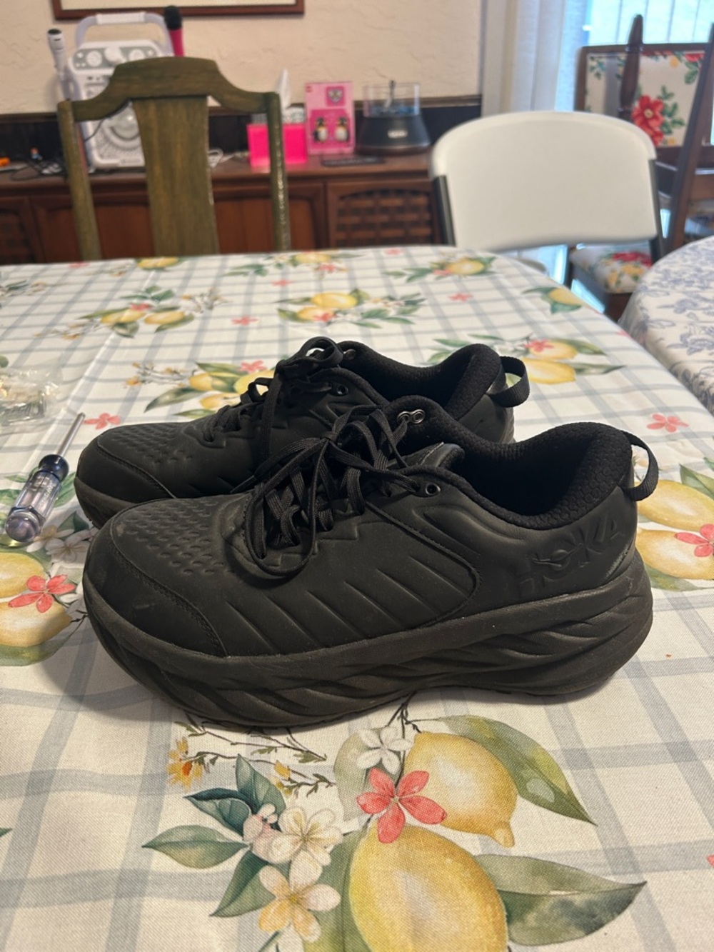 Hoka Black Lace-Up Cushioned Running Shoes